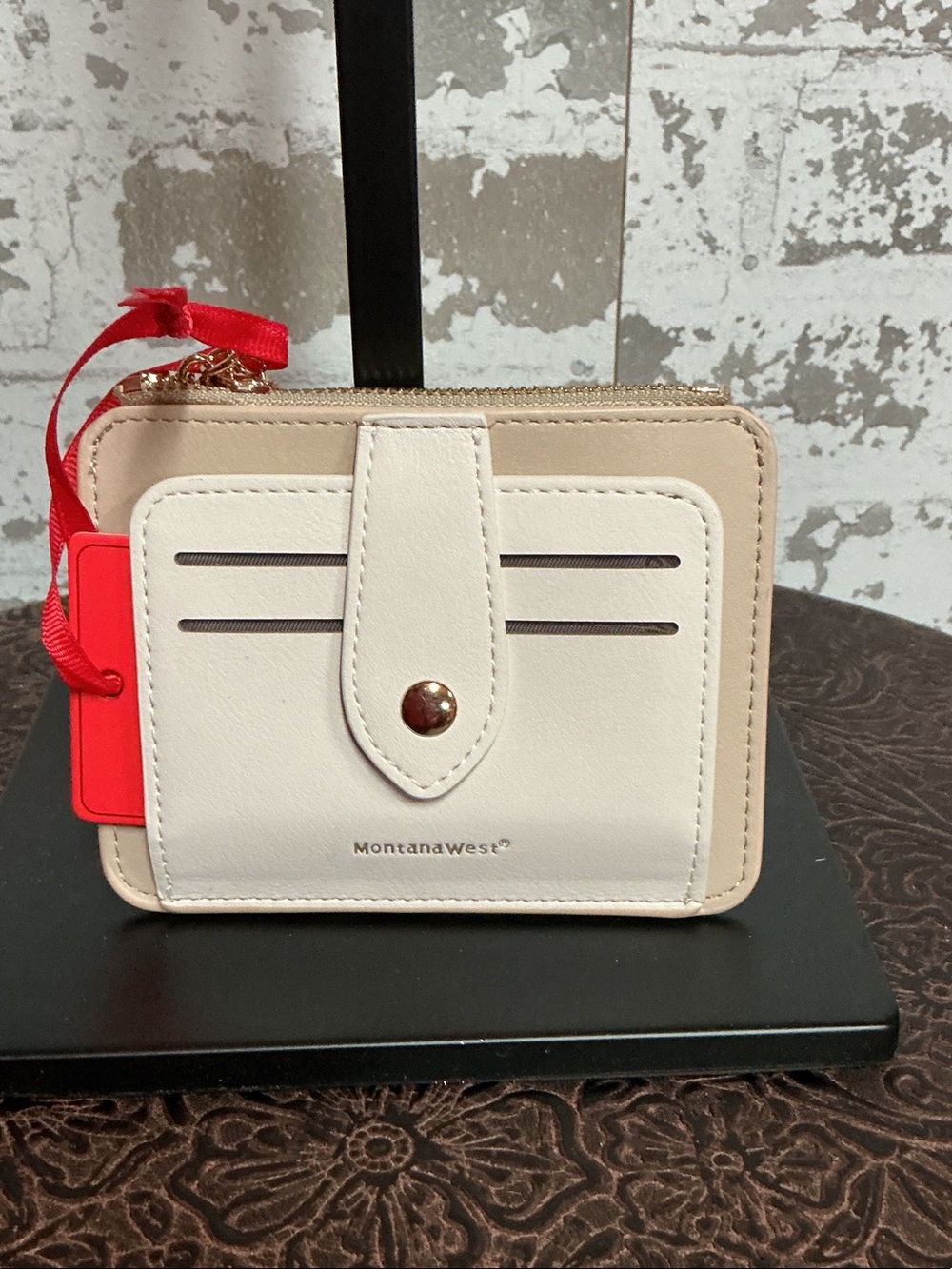 Montana West Cream & Beige Compact Cardholder Wallet with Snap